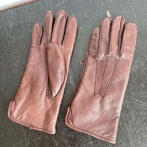 VTG Grandoe Leather Winter Gloves S Polartec Lined Brown 3-Point Stitch Warm